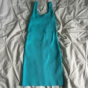 Calvin Klein Jeans Womens Medium Turquoise Ribbed Sleeveless midi Dress